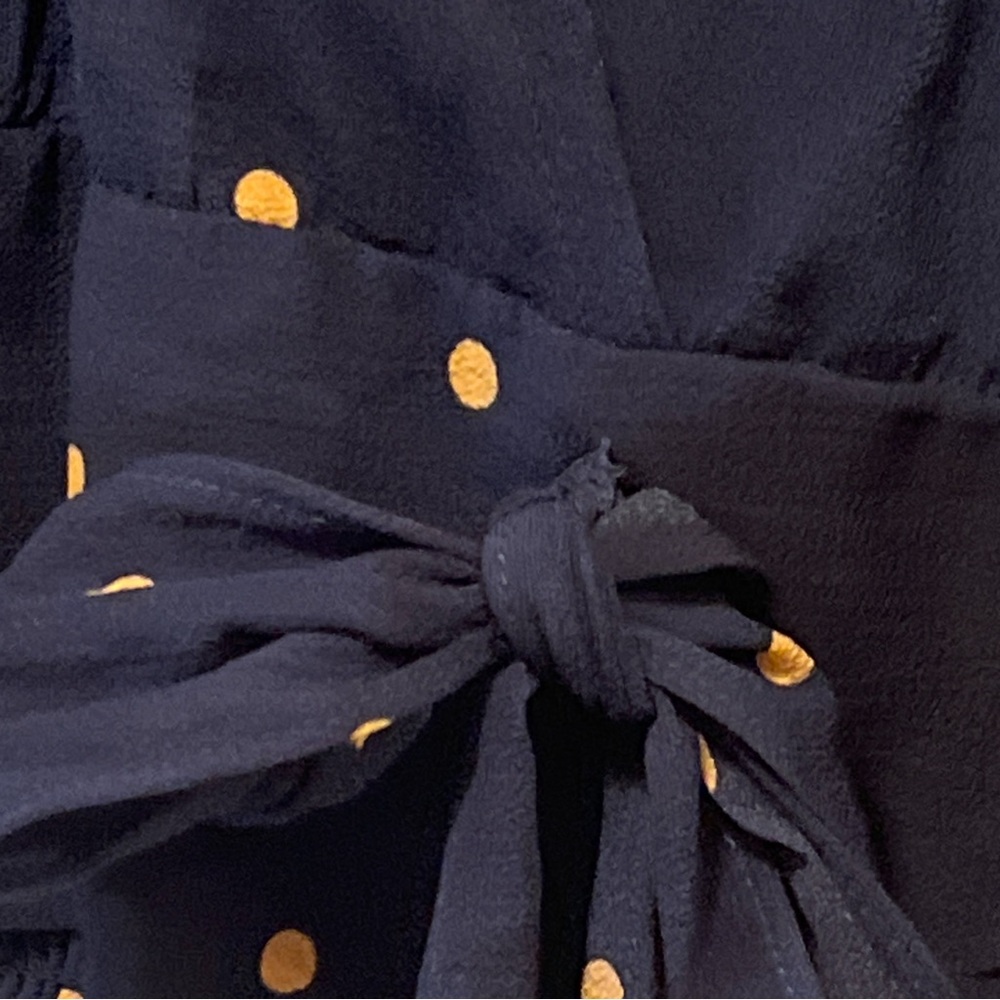 Elegant Navy Polka Dot Blouse with Bow Accent - Picture 3 of 8